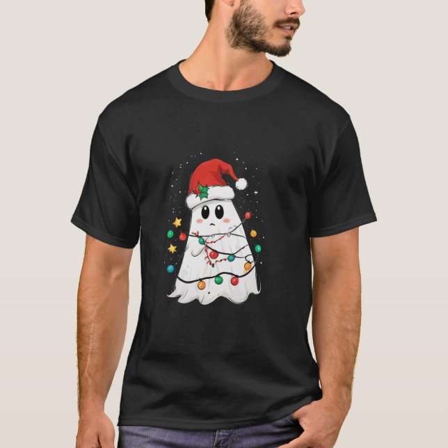 Camiseta Boo Ghost Santa Xmas enciende a Navidades de Hallo (Anverso)