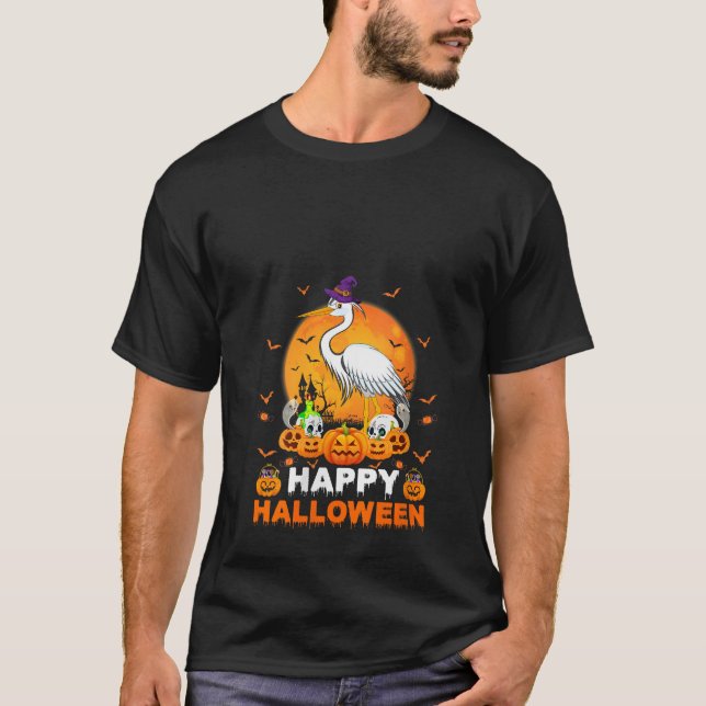 Camiseta Boo Ghost Scary Pumpkin Moon Witch Stork Bird Hall (Anverso)