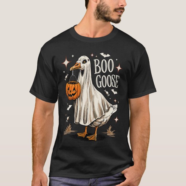 Camiseta Boo Goose Halloween Ghost Lover Trick or Treth Gho (Anverso)