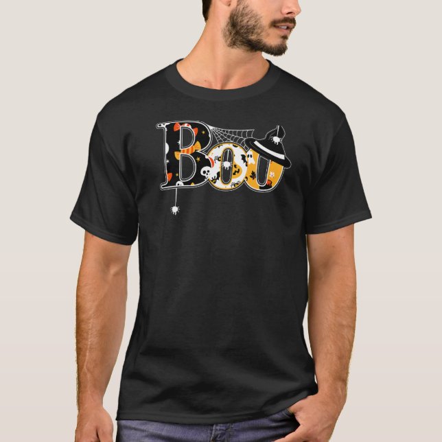 Camiseta Boo Gorra de brujas Spider Web Trick o Trate Hallo (Anverso)