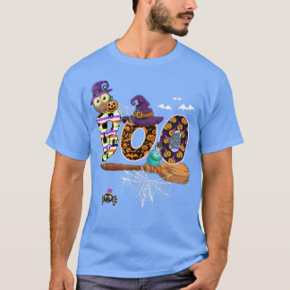Camiseta Boo Gracioso Vestido De Halloween Con Escoba De Co