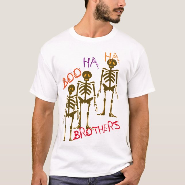 Camiseta Boo Ha Halloween Shirt - Skeleton Brothers Tee (Anverso)