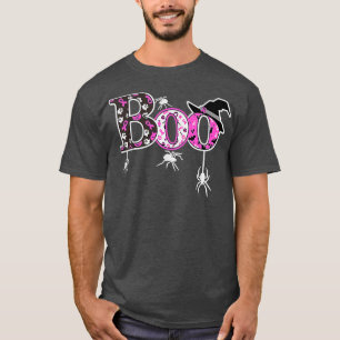 Camiseta Boo Halloween Arañas De Cinta Rosa Wa De Cáncer De