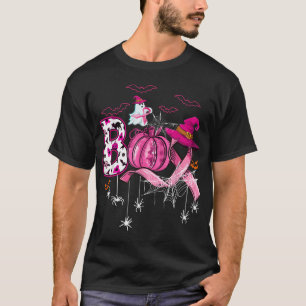 Camiseta Boo Halloween Calabaza Cinta rosa Pechuga de Bruja