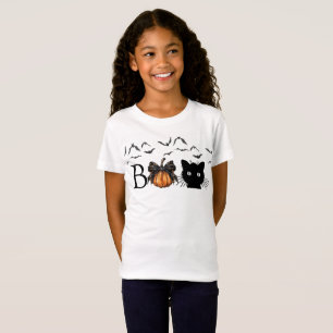Camiseta Boo Halloween Calabaza Gato Negro