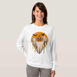 Camiseta Boo Halloween con murciélagos negros y ca