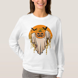 Camiseta Boo Halloween con murciélagos negros y ca