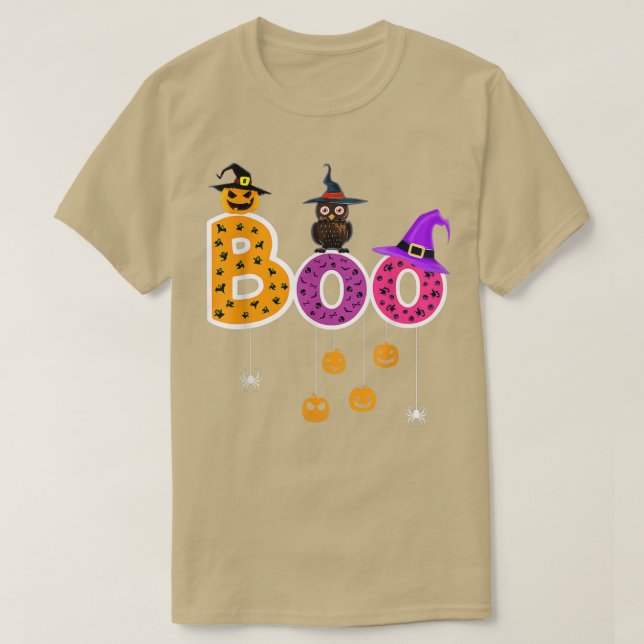 Camiseta Boo Halloween Costume Spiders, Ghosts, Pumkin & Wi (Diseño del anverso)