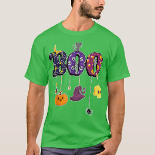 Camiseta Boo Halloween Costume Spiders Ghosts Pumkin & Witc