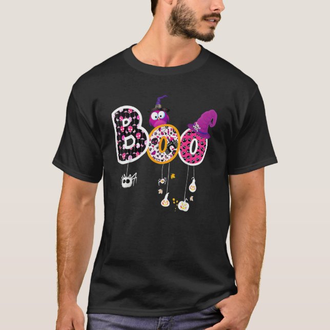 Camiseta Boo Halloween Costume Spiders Ghosts Pumkin & Witc (Anverso)