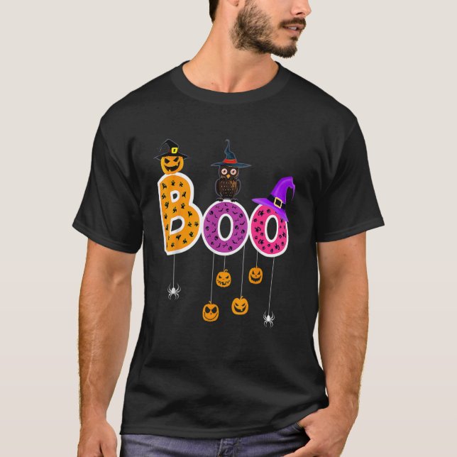 Camiseta Boo Halloween Costume Spime Fantasmas Pumkin & Wit (Anverso)