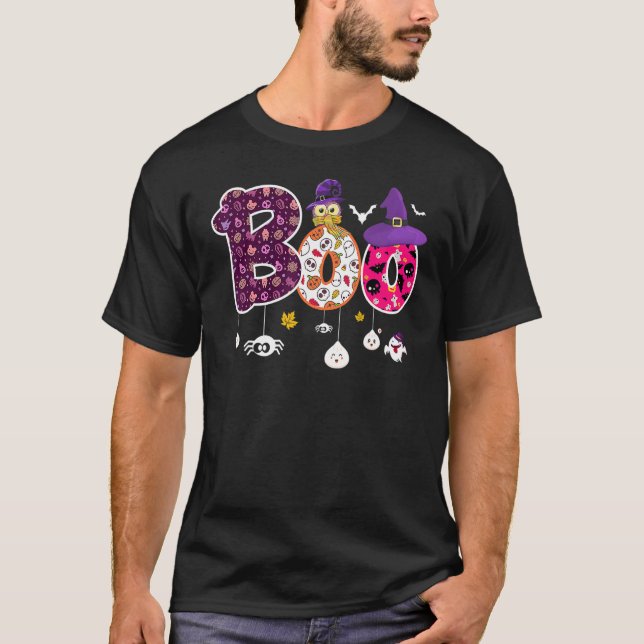 Camiseta Boo Halloween Costume Spime Fantasmas Pumkin & Wit (Anverso)