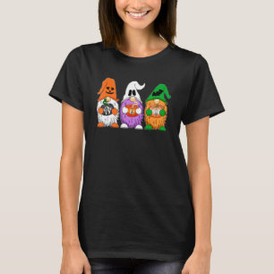 Camiseta Boo Halloween Cute Gnomes Calabazas otoñales Caen