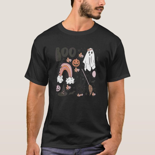 Camiseta Boo Halloween Ghost Pumpkin Gorras de brujas se vu (Anverso)