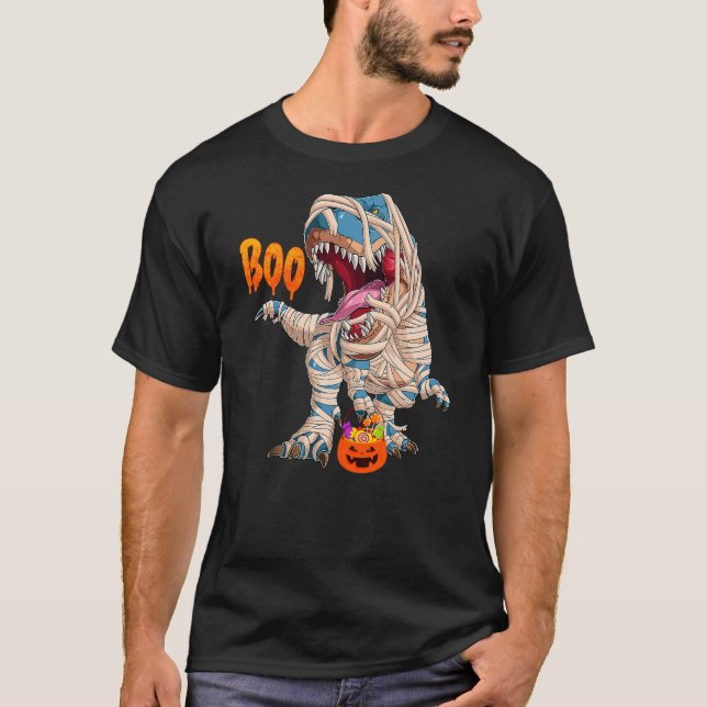 Camiseta BOO Halloween Ghost Skeleton Dinosaur T-Rex (Anverso)