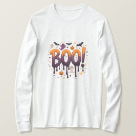 Camiseta BOO Halloween Letras que Gotean con Fantasmas, Mur