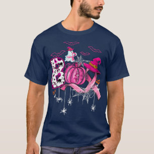 Camiseta Boo Halloween Pumpkin Pink Ribbon Witch Breast Can