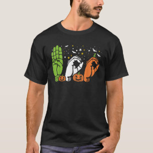 Camiseta Boo Hands American Rótulo Language ASL Halloween P