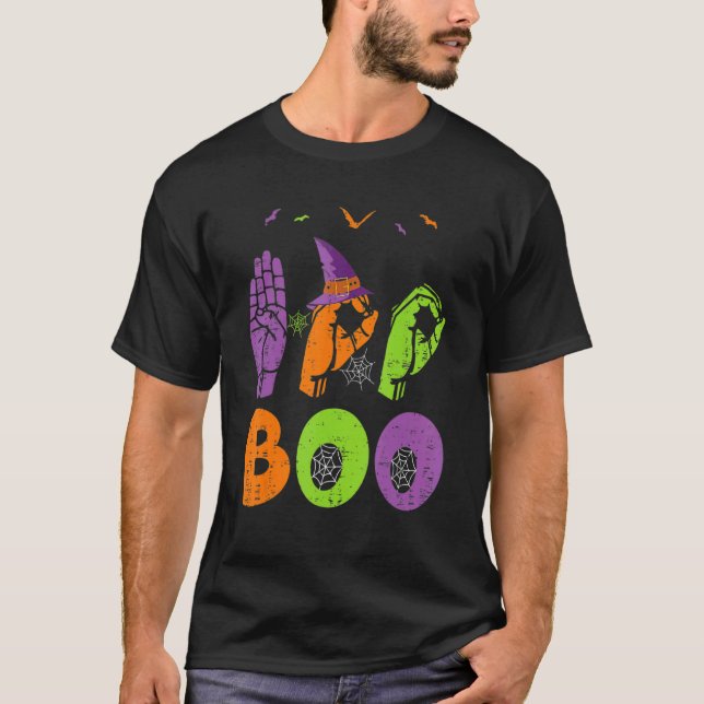 Camiseta Boo Hands American Sign Language Pride ASL Hallowe (Anverso)