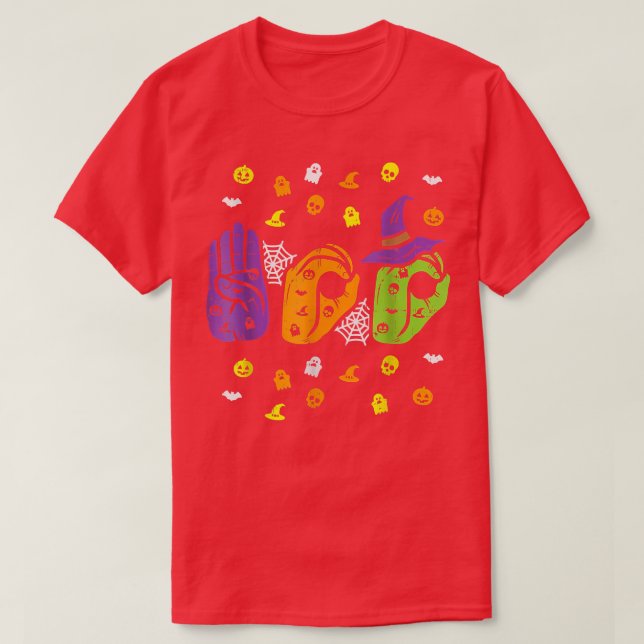 Camiseta Boo Hands American Sign Language Pride ASL Hallowe (Diseño del anverso)