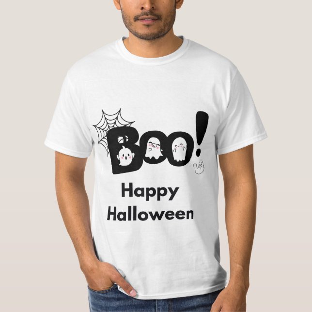 Camiseta Boo Happy Halloween fantasmas hombres de la red (Anverso)