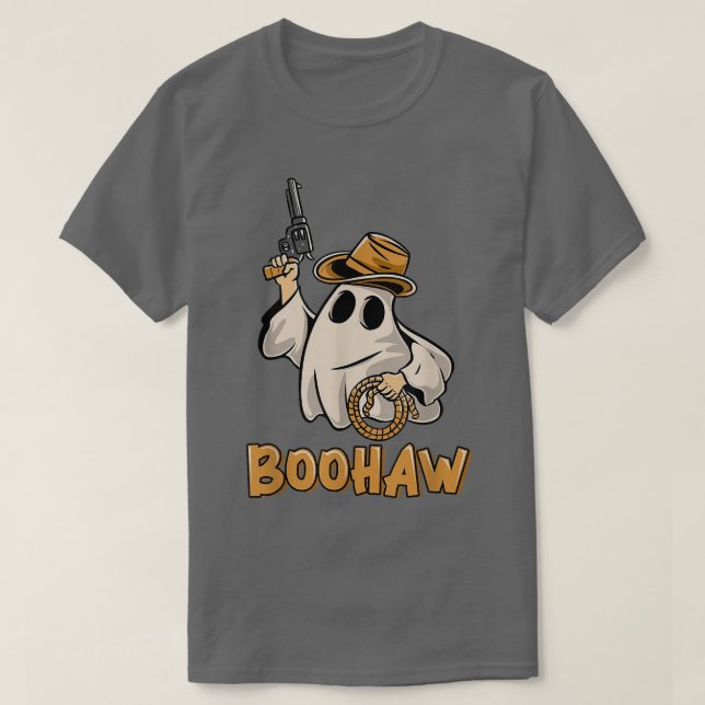 Camiseta Boo HAW Cowboy Retro Western Ghost Halloween (Diseño del anverso)