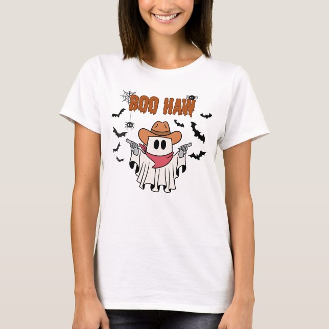 Camiseta Boo Haw - Fantasma Fantasma Halloween Occidental (Anverso)