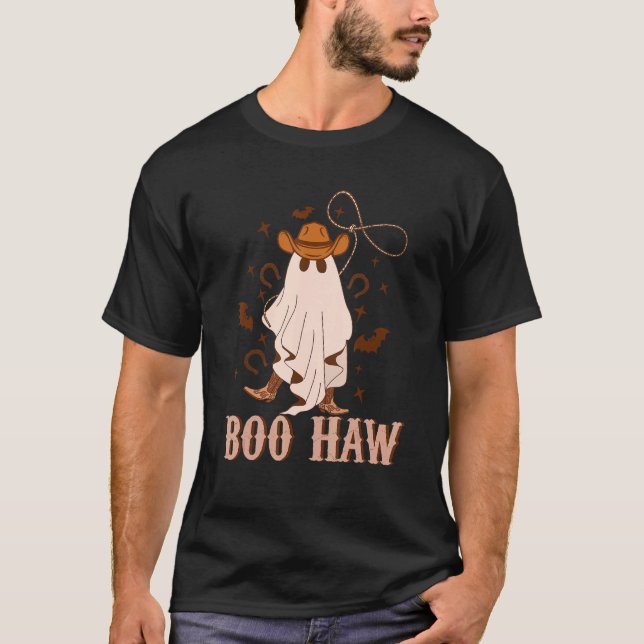 Camiseta Boo Haw Retro Halloween Boo Cowgirl Cuta Falla fan (Anverso)