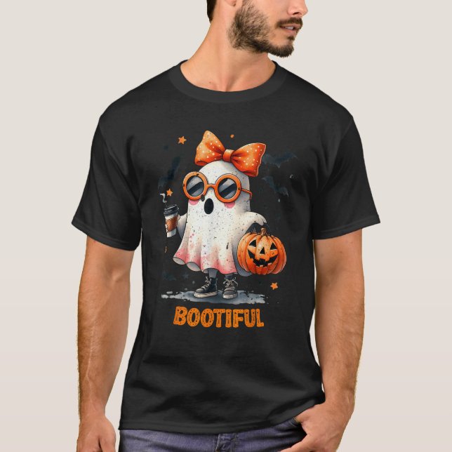 Camiseta Boo Jee Ghost Bebe Café Coquette Bow Hallowe (Anverso)