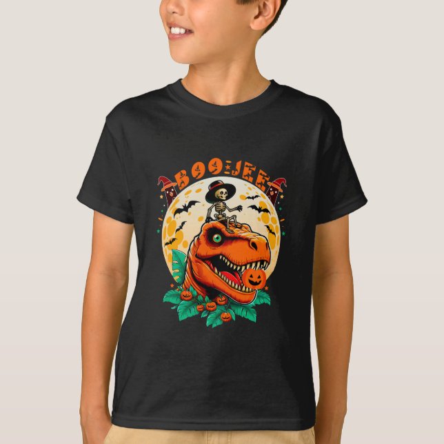 Camiseta BOO-Jee Halloween: ¡Diseño divertido de T-Rex y Sk (Anverso)