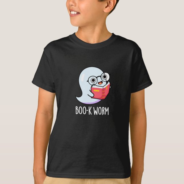 Camiseta Boo-k Worm Funny Bookworm Ghost Pun Dark BG (Anverso)