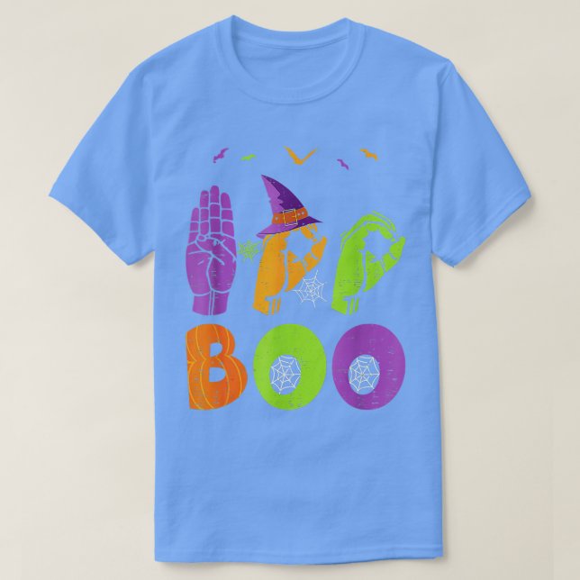 Camiseta Boo Manos Rótulo Americano Orgullo ASL Gracioso H (Diseño del anverso)