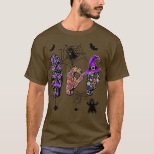 Camiseta Boo Manos Rótulo Americano Orgullo ASL Halloween