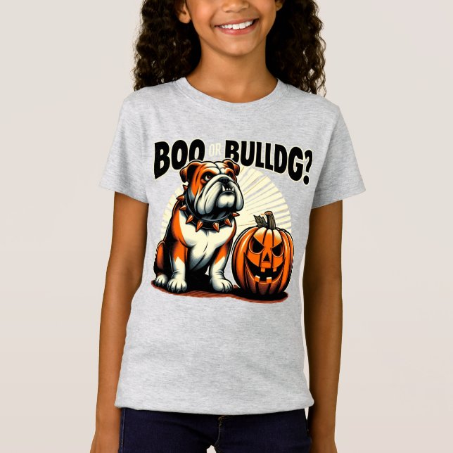 Camiseta ¿Boo o Bulldog? Diseño de arte pop malicioso (Anverso)