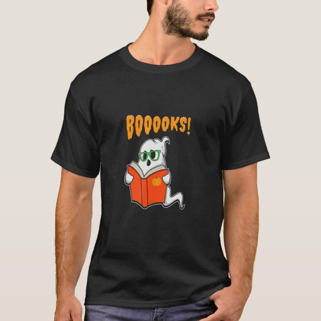 Camiseta Boo Ooks Ghost Book Reading  Halloween Spooky (Anverso)