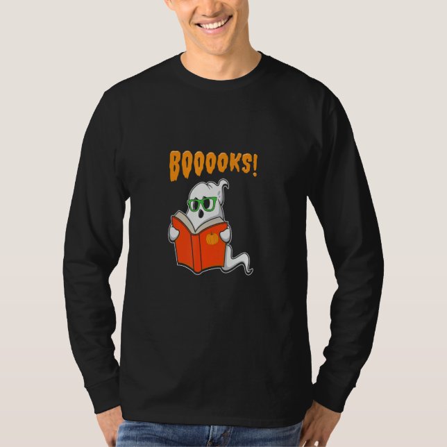 Camiseta Boo Ooks Ghost Book Reading  Halloween Spooky (Anverso)