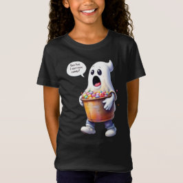 Camiseta ¡Boo! ¡Quiero aún más caramelos! Fantasma con cubo