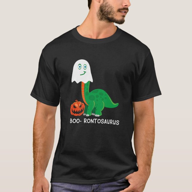 Camiseta Boo-Rontosaurus Funny Halloween Ghost Dinosaur Lov (Anverso)