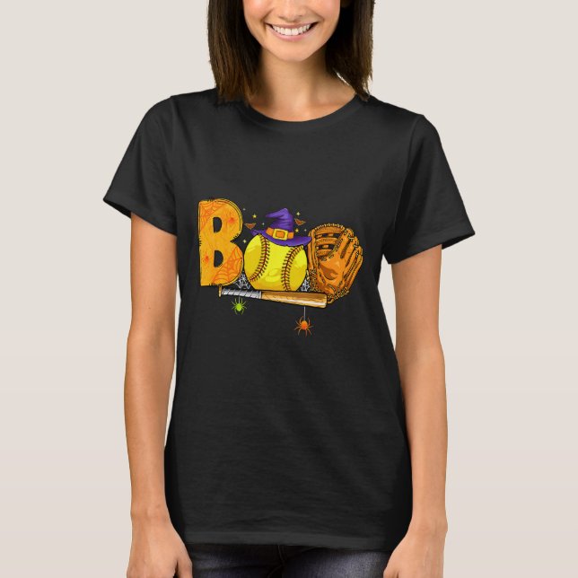 Camiseta Boo Softball Player Catcher Tcher Funny Halloween  (Anverso)