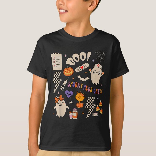 Camiseta Boo Soky Peds Crew Ghost Pediatric Nurse Halloween (Anverso)