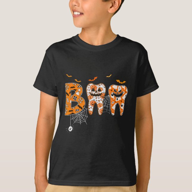 Camiseta Boo Teeth Calabaza Dentista Halloween Higienista D (Anverso)