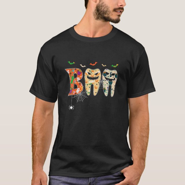Camiseta Boo Teeth Calabaza Dentista Halloween Higienista D (Anverso)