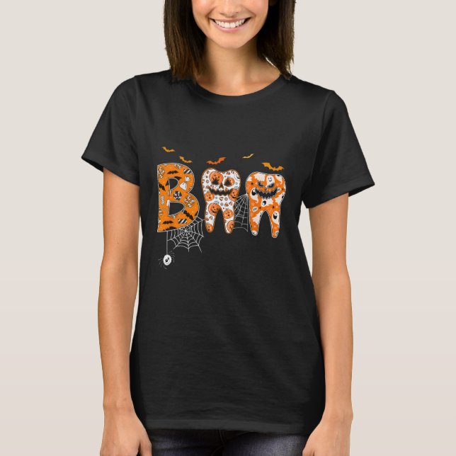 Camiseta Boo Teeth Calabaza Dentista Halloween Higienista D (Anverso)