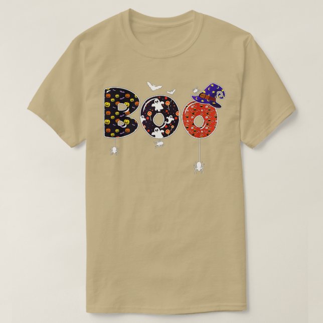 Camiseta Boo Witch Gorra Con Spiders Y Bats Ghost Halloween (Diseño del anverso)