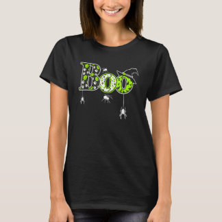 Camiseta Boo With Spiders And Witch Hat Halloween