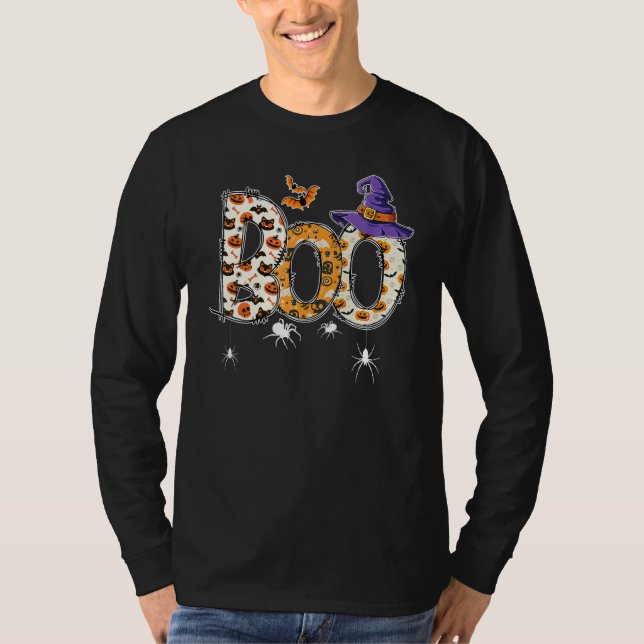 Camiseta Boo With Spiders Witch Hat Halloween Costume Party (Anverso)