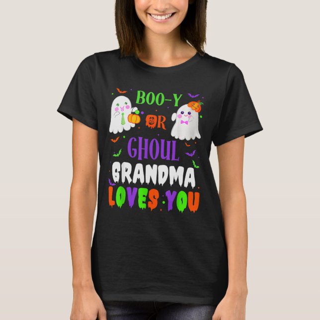 Camiseta Boo-y Or Ghoul Grandma Loves You Boo Halloween Bab (Anverso)