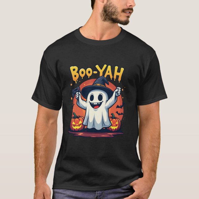 Camiseta Boo Yah Spooky Gamer Ghost con Controller Hallowee (Anverso)