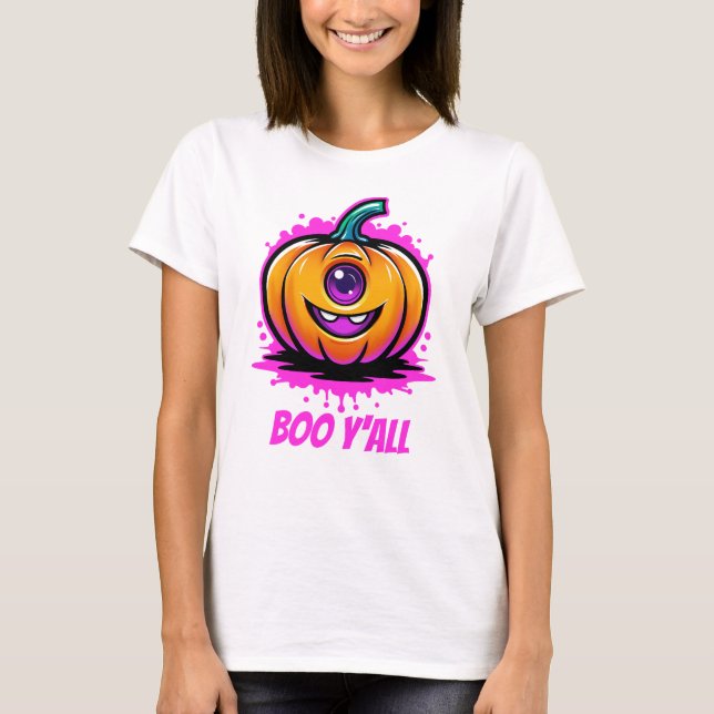 Camiseta Boo Y'All, espeluznante y adorable diseño de Hallo (Anverso)