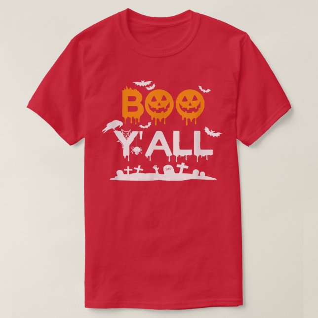 Camiseta Boo Y'all Topkin Fantasma Graciosa Bruja Halloween (Diseño del anverso)